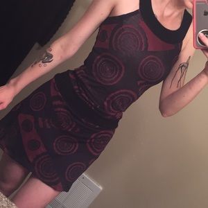 Red and black circle dress